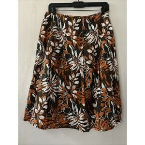 Size 8 Ecologie Floral Linen Skirt Lined Beach Vacation Boho Midi Modest Zip